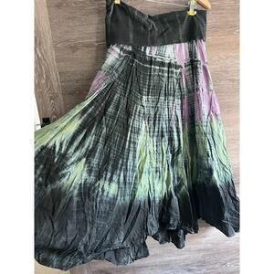 Tie die skirt midi Vintage Cotton Goth Whimsical Vintage